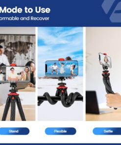 Alternative view of Tripod for iPhone, Fotopro Flexible Camera Tripod with Remote for iPhone 12 XS,Samsung, Waterproof and Anti-Crack Phone Tripod Stand for GoPro, Portable Travel Tripod for Live Streaming Vlogging Video Black and red