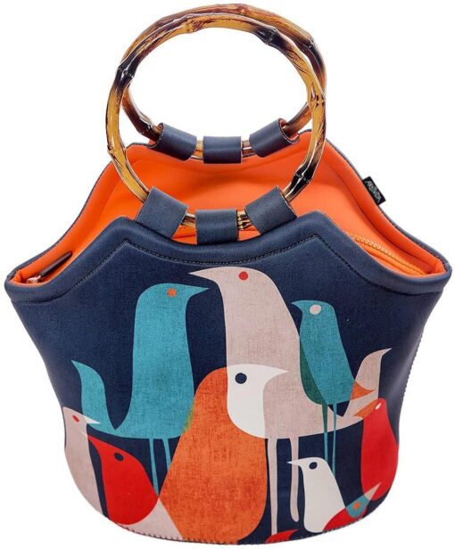 Artovida Artists Collective Lunch Purse | 11 x 15 x 6 Inches Large Reusable Insulated Lunch Tote with Inside Pocket - Design by Budi Kwan (Indonesia) Flock of Birds - Bamboo Budi Kwan (Indonesia) - Flock of Birds