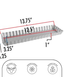 Fat Daddio's PFT-1375 Rectangle Fluted Tart Pan, 13.75 x 4.25 Inch 12 71ubdItnseL