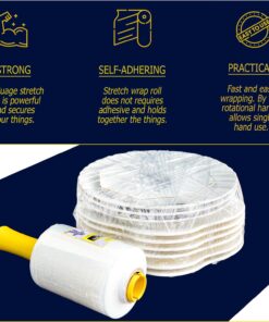 DIVISIONAL Mini Stretch Wrap Roll with Handle 5in x 1000ft Clear 80 Gauge Plastic Wrap Self Adhering Wrapping Moving Shipping Packaging Stretch Film Pallet Film 1 22 71ucg2oDAL
