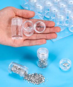 Blulu Clear Plastic Bead Storage Containers Set with 30 Pieces Storage Jars Diamond Painting Accessory Box Transparent Bottles with Lid for DIY Diamond, Nail and Other Small Items (1.85 x 1 Inch) 1.85 x 1 Inch 20 71ud3y7wNNL
