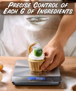 【NASA-Grade】33lb Food Kitchen Digital Scale,【Bread Meat Cookies Measures Precisely】Weight Grams and Ounces for Baking Cooking,1g/0.1oz Precise Graduation,304 Stainless Steel,Waterproof Tempered Glass 34 71udHrU5iTL