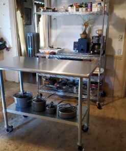 GRIDMANN NSF Stainless Steel Work & Prep Table 48 x 24 Inches with Caster Wheels and Under Shelf for Restaurant, Home, Hotel 48 in Long x 24 in Deep 29 71udNLQZspL 3