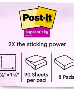 Post-it Super Sticky Notes, 2x2 in, 8 Pads, 2x the Sticking Power, Canary Yellow, Recyclable (622-8SSCY) 11 71ue2nfbpKL