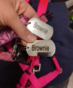 GoTags Stainless Steel Pet ID Tags, Personalized Dog Tags and Cat Tags, up to 8 Lines of Custom Text, Engraved on Both Sides, in Bone, Round, Heart, Bow Tie and More Rectangle Regular (Pack of 1) 27 71ueGBBZfUL