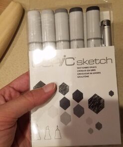 Copic Sketch Alcohol Marker 5 Colors + Multiliner SP Set, Sketching Grays Neutral Gray colors (N0, N2, N4, N6, and N8) and a Black 0.5 pen Marker Set 40 71uejHePNbL