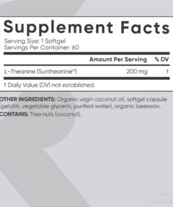 Sports Research Double Strength L-Theanine Supplement - Suntheanine Softgels for Focus, Relaxation & Alertness - Non-Drowsy Support Made with Coconut Oil, Non-GMO & Gluten Free - 200mg, 60 Count 22 71ufZ4wY1ZL 1