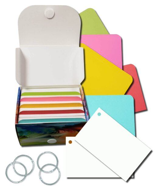 Debra Dale Designs ~ Made RIGHT in the USA ~ 3" x 5" Blank White Index Cards Study System ~ 200 Cards ~ 5 Bright Dividers ~ Hole Punched ~ 4 Quality Binder Rings ~ 326 gsm ~ Great for notecards