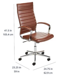 Amazon Basics High-Back Executive Swivel Office Desk Chair with Ribbed Puresoft Upholstery, Lumbar Support, Modern Style, 23.25"D x 24.75"W x 45.25"H, Brick Red 21 71uhNsdScDL