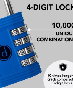 Padlock 4 Digit Combination Lock - for Gym School Locker, Outdoor Gate, Shed, Fence, and Storage - Weatherproof Metal - Keyless, Easy to Set, Resettable Locker Lock - Blue 21 71uhUTKRkjL