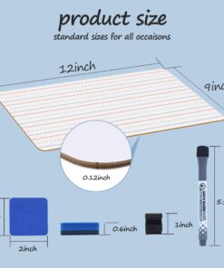 6 Pack Dry Erase Boards, 9"x12" Double Sided Small Whiteboards with Lines for Kids, Students, Education Teacher Classroom, Mini Portable Drawing Learning Lapboards with 7 Colors Pens, 6 Erasers 6 Pack Plain/Lined 22 71uibt1t4XL