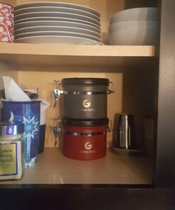 Coffee Gator Stainless Steel Coffee Grounds and Beans Container Canister with Date-Tracker, CO2-Release Valve and Measuring Scoop, Small, Gray 11oz 23 71uj2j04yML