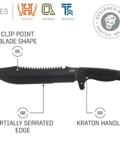 SOG Jungle Primitive Fixed Blade- Field and Camping Tactical Machete with Sheath for Clearing Brush, Full Tang Survival Knife 15.3 Inches (F03TN-CP), Steel,Black 23 71ujRKUWa5L
