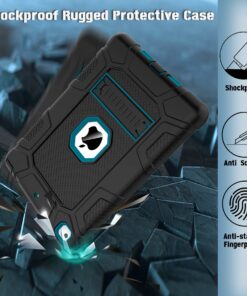 Rantice iPad 6th Generation Cases, iPad 5th Generation Case, iPad Air 2 Case, iPad 9.7 Case, Shockproof Rugged Drop Protection Cover Built with Kickstand for iPad 9.7'' A1893/A1954/A1822/A1823 Black+Dark blue 26 71ujs4CahL