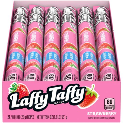 Laffy Taffy Rope Candy, Strawberry, 0.81 Ounce Ropes (Pack of 24) 24ct