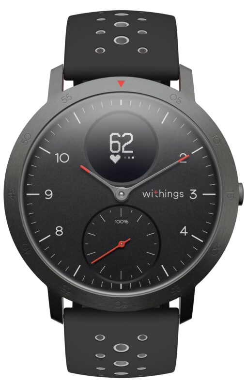 Withings Steel HR Sport - Multisport hybrid Smartwatch, connected GPS, heart rate, fitness level via VO2 max, activity and sleep tracking, notifications Black