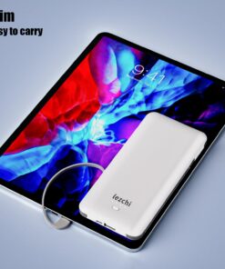 lezchi Portable Power Bank, Ultra Slim 10000mAh Portable Charger, USB C External Battery Pack with Built-in AC Plug, Charging Cable, Output Port, Compatible with All Kinds of Cellphones … White 24 71umgDkKy0L