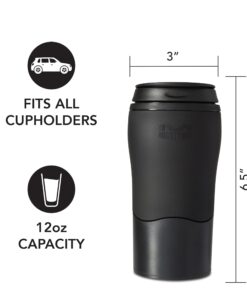 Mighty Mug Plastic Travel Mug, No Spill Double Wall Tumbler, Cold/Hot, Cup-Holder Friendly, Dishwasher Safe, (Black, 12oz) Black 12 ounces 11 71unVeXmwbL