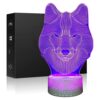 3D Illusion Lamp Animals Wolf Night Light Touch Table Desk Lamps 7 LED Colors Changing Lighting Wolf Shape Acrylic Table Desk Bedroom Decoration Cool Gifts Ideas Birthday Xmas (Animals Wolf) 87 71unsplfhAL