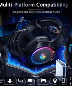 Tatybo Wireless Gaming Headset for PS4, PS5, PC - 2.4GHz Gaming Headphones with Detachable Noise Canceling Microphone, 30-Hr Battery Gaming Headsets for Laptop, Switch, Mac (Black) Black 30 71uo8Sb4PkL