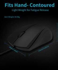 Rapoo Silent Wired Mouse, 1000 DPI 5ft Cord Quiet Button Optical Computer Mouse, Left Right Hand Use, for Laptop Chromebook Mac Notebook, Matte Black 19 71uoGGMlpYL