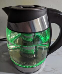 Chefman Electric Kettle with Temperature Control, 5 Presets LED Indicator Lights, Removable Tea Infuser, Glass Tea Kettle & Hot Water Boiler, 360° Swivel Base, BPA Free, Stainless Steel, 1.8 Liters 1.8L - Temperature Control 45 71uopN7GdCL 1