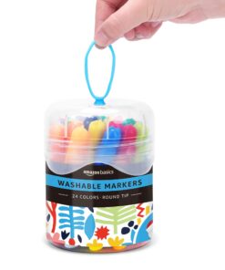 Amazon Basics Washable Round Tip Assorted School Marker Pens, Pack of 24 Colors 34 71up6ZYF3YL