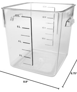 Rubbermaid Commercial Products Space Saving Food Storage Container, 8-Quart, Clear,-40 F to 121 F Temperature Range, Best use for Restaurant Kitchens/Wet and Dry Food/Meats/Pasta ,Lid not included 8 Qt. 14 71upDeImYL