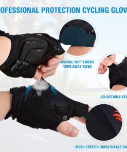 FIRELION Bike Gloves for Men/Women Cycling,Cycling Gloves for Outdoor MTB DH Road Racing,Full Finger Half Finger Padded Bicycle Protective Gloves,Non-Slip Shock-Absorbing Touchscreen Riding Gloves Large Black 9 71upHc8cPYL