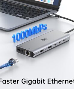 USB C Laptop Docking Station 3 Monitors, 13 in 1 USB C Hub with Dual HDMI+DisplayPort+10Gbps USB A/C, 100W PD, 6 USB, Ethernet, SD/TF, Audio, USB C Dock with iPhone 15/Mac/Dell/HP/Surface/Steam Deck 13-in-1(Dual HDMI+DisplayPort) 28 71uq5X xpeL