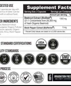 BioBeet® Max Strength Beet Root Capsules - 21:1 Concentrate, Each Serving Derived from 28,350 mg Organic Beetroot - Absorption Enhancement with BioPerine® Black Pepper Extract (60 Capsules) 22 71uqgf3GpUL