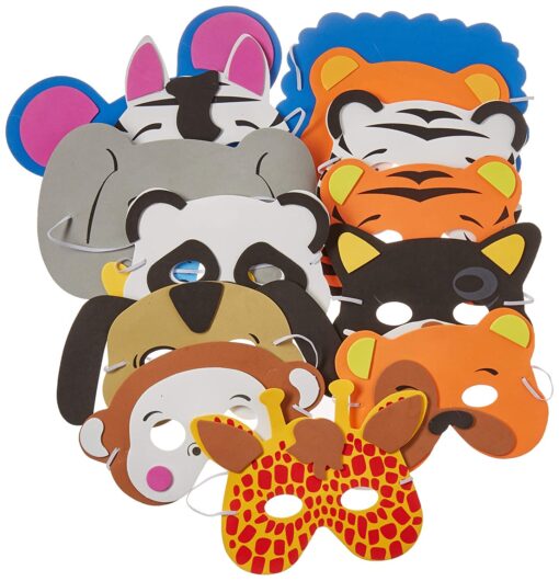 Rhode Island Novelty 1 Dozen 7 Inch - 13 Inch Dress Up Foam Animal Masks