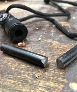 Swiss Safe 5-in-1 Fire Starter with Compass, Paracord and Whistle (2-Pack) for Emergency Survival Kits, Camping, Hiking, All-Weather Magnesium Ferro Rod Black 24 71urLjmv6AL