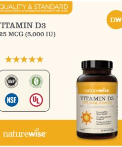NatureWise Vitamin D3 5000iu (125 mcg) 1 Year Supply for Healthy Muscle Function, and Immune Support, Non-GMO, Gluten Free in Cold-Pressed Olive Oil, Packaging Vary ( Mini Softgel), 360 Count 360 Count (Pack of 1) 24 71urV0XFrL