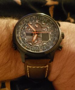 Citizen Men's Promaster Navihawk A-T Eco-Drive Pilot Watch, Atomic Timekeeping, Chronograph, Power Reserve Indicator, Luminous Hands and Markers, Anti-Reflective Crystal Black Rubber Strap 46 71urp5GnqGL