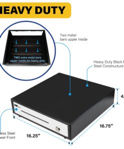 HK SYSTEMS 16" Heavy Duty Black Manual Push Open Cash Drawer with 5Bill/5Coin Stainless Steel 2. 16" PUSH OPEN(Manual) Family 1. 16" Push Black 13 71usMsmiGCL