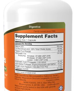 NOW Supplements, Super Enzymes, Formulated with Bromelain, Ox Bile, Pancreatin and Papain,180 Capsules 180 Count (Pack of 1) 25 71usXgMtxcL