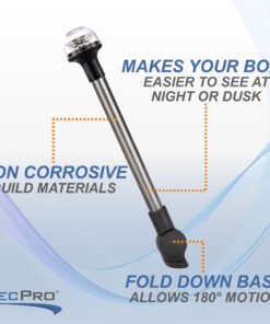 RecPro Folding Boat Stern LED Light | All Around LED Light | Pontoon Bimini LED Light 10 71usaFEKKoL