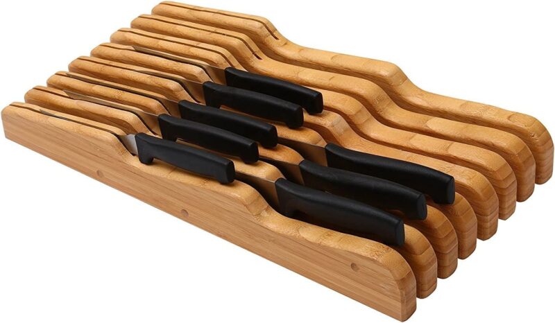 Catalog 1 YBM Home in Drawer Bamboo Kitchen Knife Storage Block, Knife Organizer and Holder 317 17" x 8.75” x 2” 1