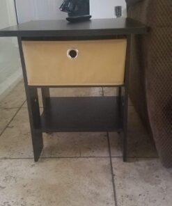 Furinno Andrey End Table / Side Table / Night Stand / Bedside Table with Bin Drawer, Espresso/Brown 1-Pack, Center Bin 44 71utXAzNeZL