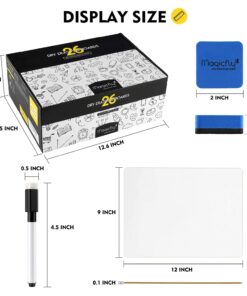 Magicfly Small White Boards, Dry Erase Board Pack of 26, Mini Whiteboards 9x12 Inches Double-Sided White Boards for Students Classroom Teachers School Supplies Office with 32 Pens and 26 Erasers 26 packs 16 71utcOeceES