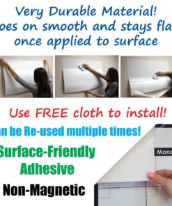 Everase Re-Stic Dry Erase Self-Adhesive Peel & Stick Surface Monthly Calendar | Wall Planner (24 x 36 in.) FREE Marker & Cloth | Organizer, Walls, Doors, Offices | Premium Quality Removable Surface 24 x 36 in. (2 x 3 ft.) 9 71uubASdMJL