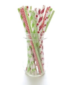 Christmas Straws (25 pack) - Red & Green Holiday Straws, Vintage Party Supplies, Santa Red & Elf Green Straws, December Christmas Straws 3 71uvAacSQQL