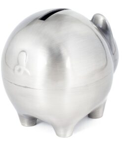 Creative Gifts International Large Pewter Pig Piggy Bank for Kids, Newborn Gift, Silver, Brushed Non-Tarnish Nickel Plated Finish, 3" x 3.75", Gift Box Included 6 71uvuR1EwyL