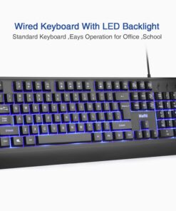 Alternative view of mafiti Computer Office Keyboard Wired USB 104 Keys Full Size Backlit Keyboards Compatible PC Laptop Desktop Windows Single blue backlit