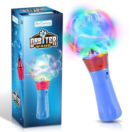 Light Up Orbiter Ball Toy Wand for Kids - Flashing LED Wand for Boys and Girls - Thrilling Spinning Light Show - Batteries Included - Fun Gift or Birthday Party Favor - Classroom Prizes 1 Pack