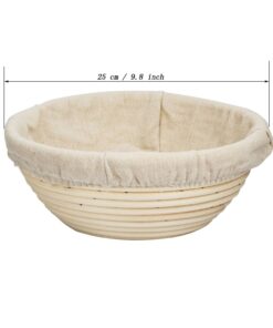 eoocvt 9.8 inch Round Banneton Brotform Bread Dough Proofing Rising Rattan Handmade Basket with Linen Liner Cloth - 25 x 8.5cm 10 71uxJVDE34L