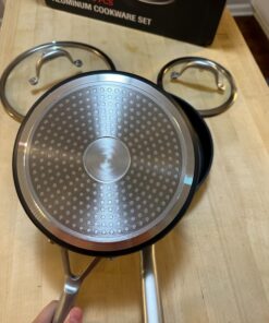 Wodillo Pots and Pans set, Nonstick Kitchen Cookware Sets, 5 PCS Induction Cookware Set, Non Stick Cooking Set w/Frying Pans & Saucepans,Dishwasher Safe, Oven Safe to 420°F 5PCS/Black 51 71uxtdMkb7L