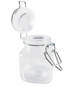 3 1/4" Square Glass 3oz Jar with Hinge Glass Lid for Home Kitchen, Arts & Crafts Projects, Decoration, Snack Foods and Sauces (4 Pack) by Super Z Outlet 19 71uxyDiXL0L 1