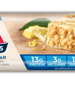 Atkins Lemon Snack Bar, Made with Real Almond Butter, 1g Sugar, Gluten Free, High in Fiber, Keto Friendly, 8 Count Lemon Bar 8 Count (Pack of 1) 8 71uy1hV7oL